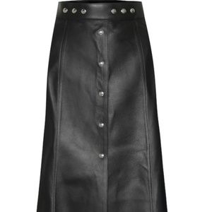 Prada Long Black Leather Skirt